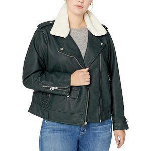 Levi's Hunter Green Faux Fur Leather Moto Jacket